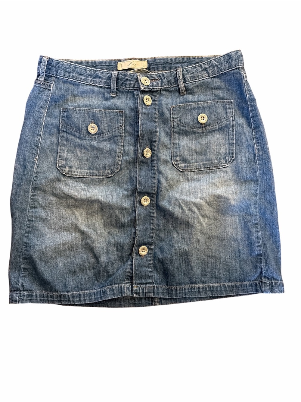 Vintage Levi's Button-Front Denim Mini Skirt in Blue Wash Size 8